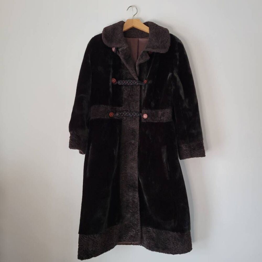 Vintage Borgazia Fairmount Faux Fur Coat Women’s Small Brown Toggle Long Coat